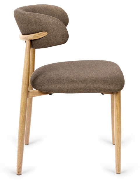 Krzesło tapicerowane LUCCA BROWN FABRIC LIGHT WOOD