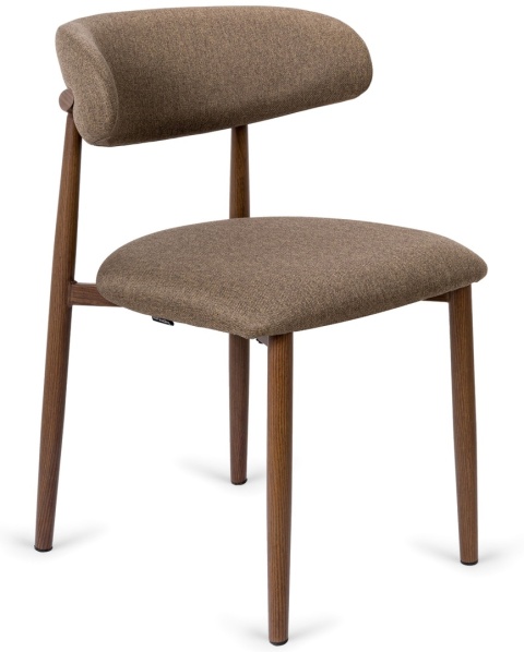 Krzesło tapicerowane LUCCA BROWN FABRIC WALNUT WOOD