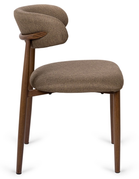 Krzesło tapicerowane LUCCA BROWN FABRIC WALNUT WOOD