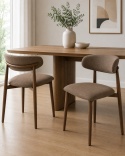 Krzesło tapicerowane LUCCA BROWN FABRIC WALNUT WOOD