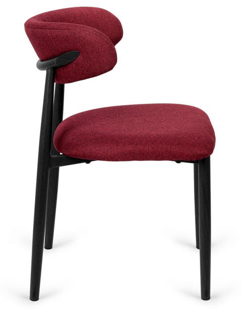 Krzesło tapicerowane LUCCA BURGUNDY FABRIC BLACK WOOD