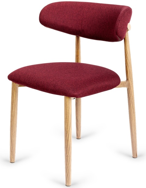 Krzesło tapicerowane LUCCA BURGUNDY FABRIC LIGHT WOOD