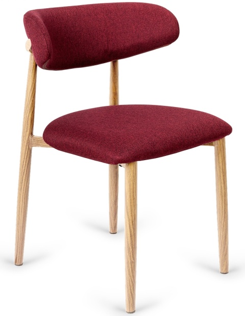 Krzesło tapicerowane LUCCA BURGUNDY FABRIC LIGHT WOOD