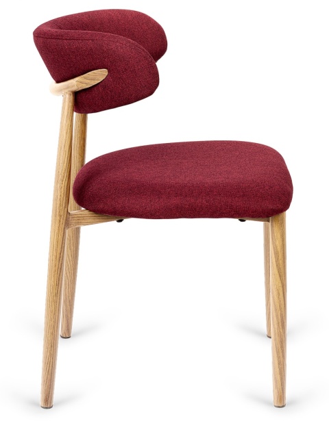 Krzesło tapicerowane LUCCA BURGUNDY FABRIC LIGHT WOOD