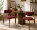 Krzesło tapicerowane LUCCA BURGUNDY FABRIC WALNUT WOOD