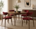 Krzesło tapicerowane LUCCA BURGUNDY FABRIC WALNUT WOOD