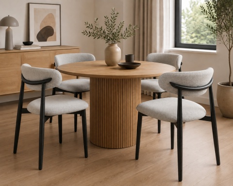 Krzesło tapicerowane LUCCA GREY FABRIC BLACK WOOD