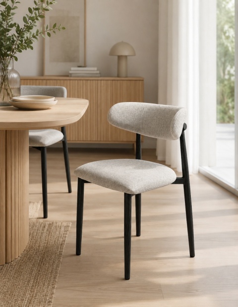 Krzesło tapicerowane LUCCA GREY FABRIC BLACK WOOD