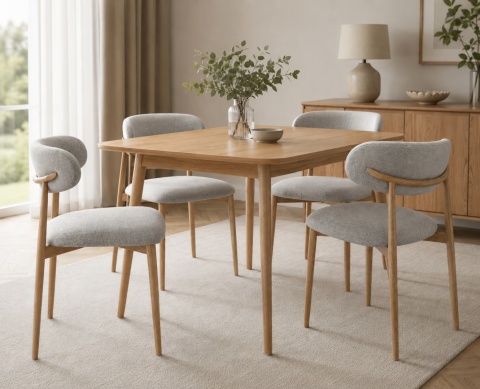 Krzesło tapicerowane LUCCA GREY FABRIC LIGHT WOOD