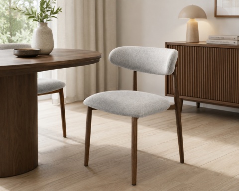 Krzesło tapicerowane LUCCA GREY FABRIC WALNUT WOOD