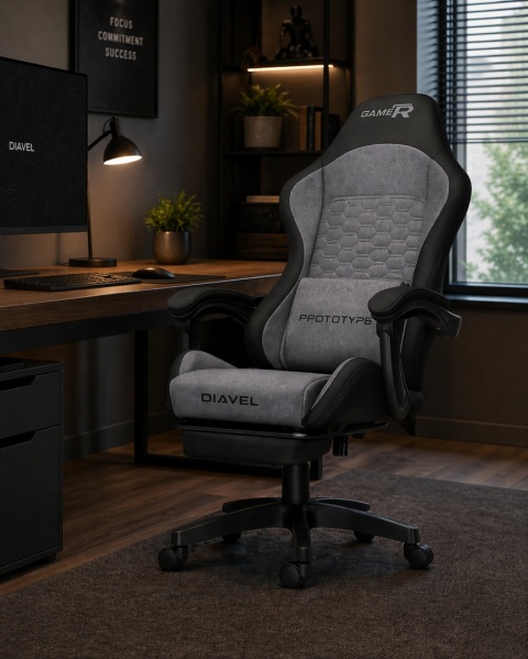 Fotel obrotowy gamingowy DIAVEL PRO ALCANTARA GREY XL