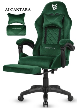 Fotel obrotowy gamingowy XL POKER PRO DARK GREEN ALCANTARA