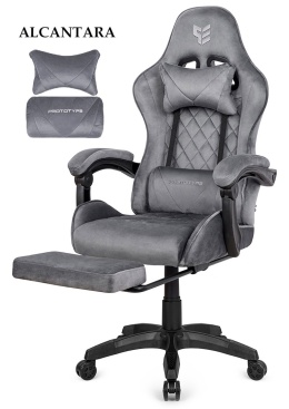 Fotel obrotowy gamingowy XL POKER PRO GREY ALCANTARA