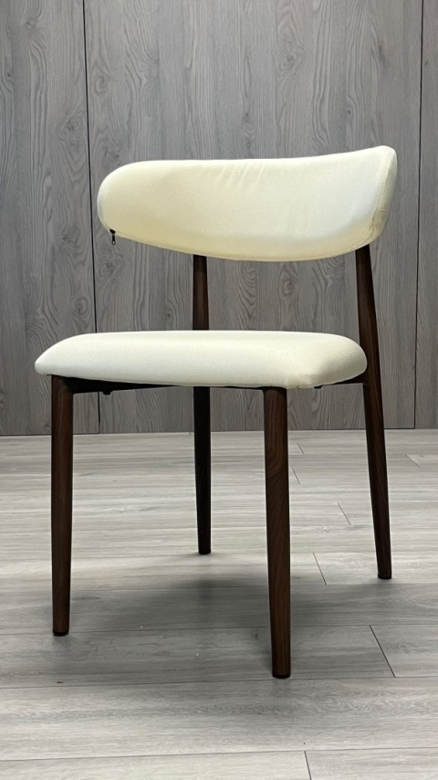 Krzesło tapicerowane LUCCA BEIGE FABRIC WALNUT WOOD