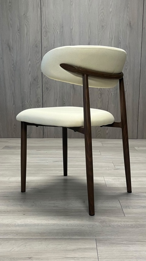 Krzesło tapicerowane LUCCA BEIGE FABRIC WALNUT WOOD