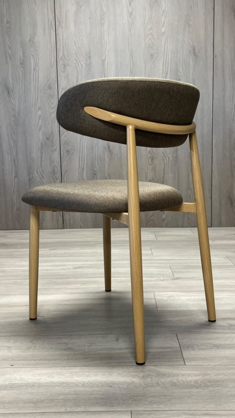 Krzesło tapicerowane LUCCA BROWN FABRIC LIGHT WOOD