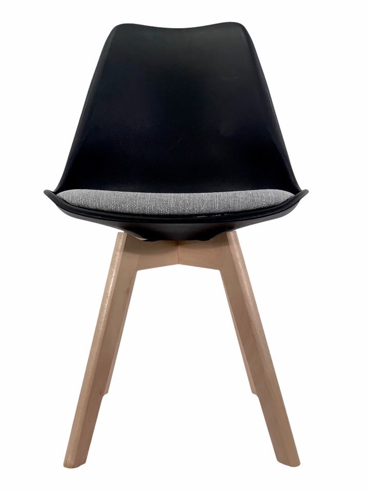 Krzesło skandynawskie MONZA BLACK Pro - Grey Fabric V