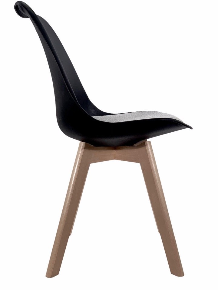 Krzesło skandynawskie MONZA BLACK Pro - Grey Fabric V