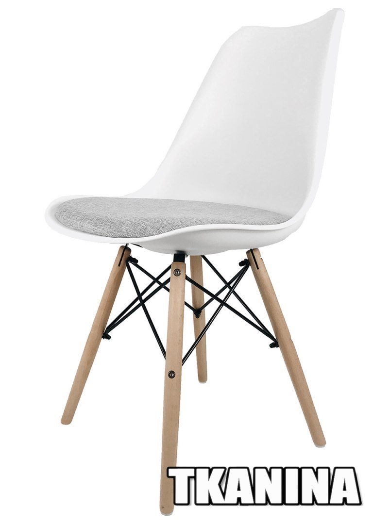 Krzesło skandynawskie z poduszką TOSCANA BIANCO - GREY FABRIC V Krzesło skandynawskie z poduszką TOSCANA BIANCO - GREY FABRIC V