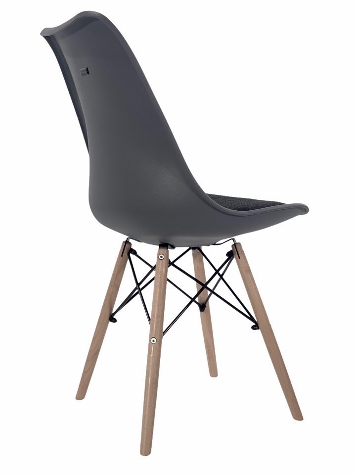 Krzesło skandynawskie z poduszką TOSCANA DARK GREY - BLACK FABRIC V