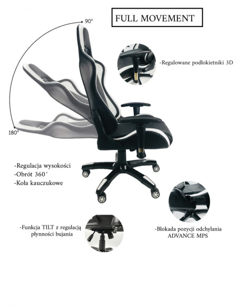 Fotel obrotowy gamingowy GTR BLACK PRO-XL Fotel obrotowy gamingowy GTR BLACK PRO-XL