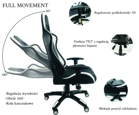 Fotel obrotowy gamingowy GTS GREY PRO-XL Fotel obrotowy gamingowy GTS GREY PRO-XL