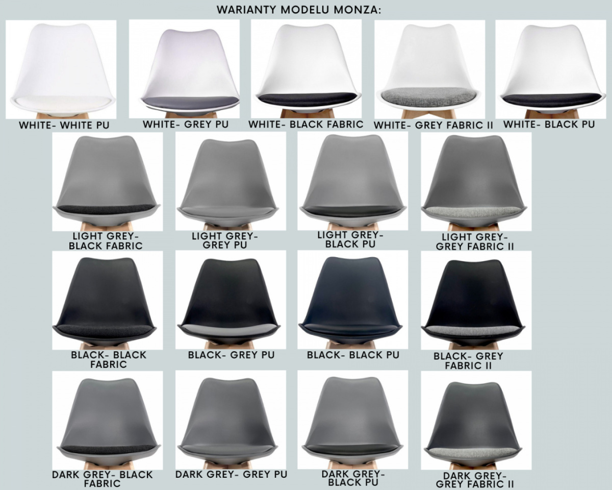 Krzesło skandynawskie MONZA LIGHT GREY - Grey Fabric II