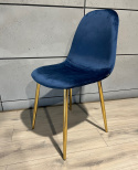 Krzesło tapicerowane GIULIA VELVET BLUE GOLD