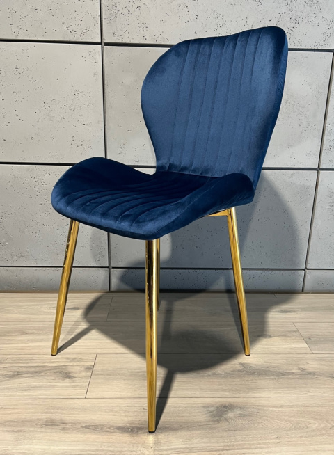 Krzesło tapicerowane MONTI VELVET BLUE GOLD Krzesło tapicerowane MONTI VELVET BLUE GOLD