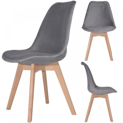 Krzesło skandynawskie MONZA GRANDE GREY VELVET II GATUNEK Krzesło skandynawskie MONZA GRANDE GREY VELVET II GATUNEK